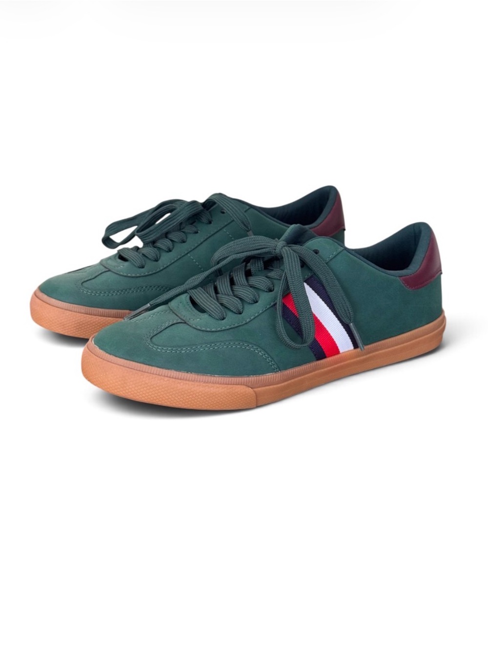 Tommy Hilfiger Latzi Green Stripe Gum Sole Sneakers Size 8